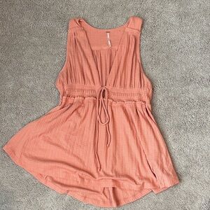 Free People Peach Drawstring Sleeveless Top